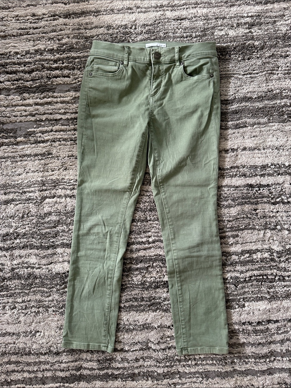 LOFT Ankle Skinny Crop Olive Green Pants